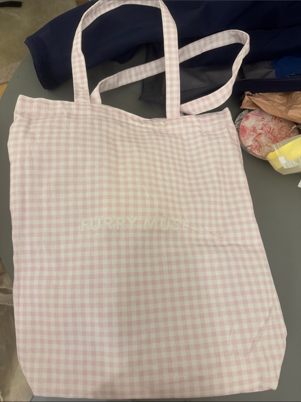 Pink Gingham Tote Bag